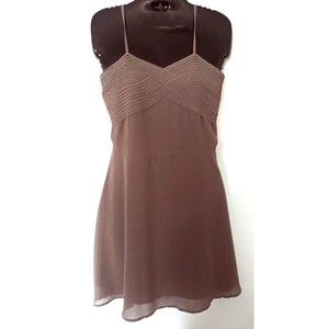 Naked Zebra Mini Dress Sz Small Chiffon Fit Flare Taupe Brown Cross Pattern